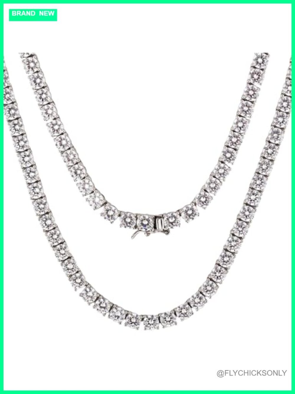 Moissanite Tennis Necklace Rhodium Plated 18-20 In